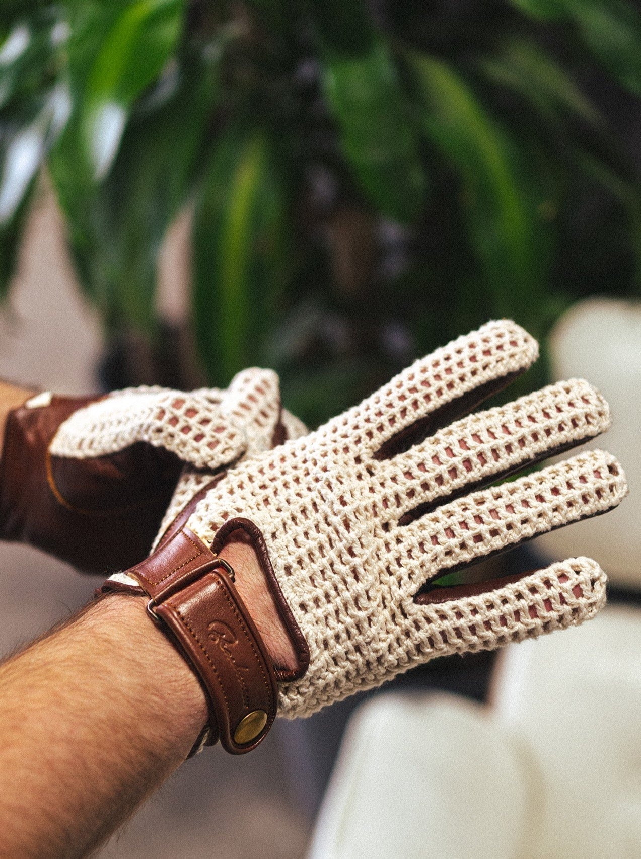 Knit Leather Riding Gloves
